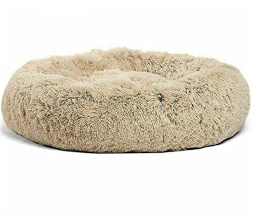 DGOINGPI Hundebett Rundes Plüsch-Katzenbett-Haus-Katzen-Matte Winter-warmes schlafendes Katzen-Nest-weicher Langer Plüsch-Hundekorb Katzenbett(Light Coffee) von DGOINGPI