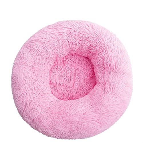 DGOINGPI Hundebett Tie Dye Big Pet Zwinger Fuzzy Round Plüsch Cat Bed House Soft Long Plüsch Pet Dog Bed Warm Katzenbett(Bright pink,40cm) von DGOINGPI