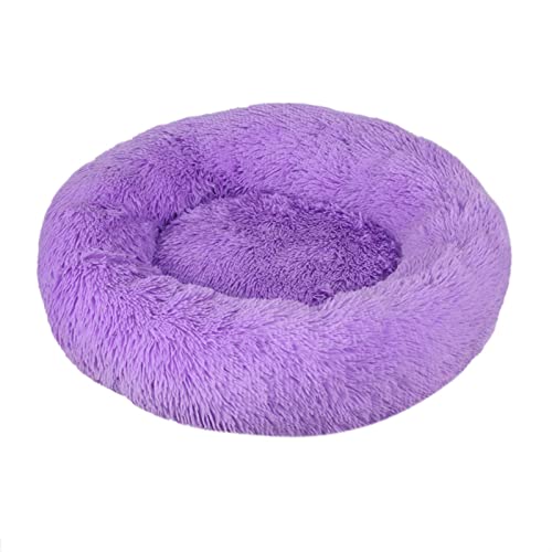 DGOINGPI Hundebett Tie Dye Big Pet Zwinger Fuzzy Round Plüsch Cat Bed House Soft Long Plüsch Pet Dog Bed Warm Katzenbett(Purple,90cm) von DGOINGPI