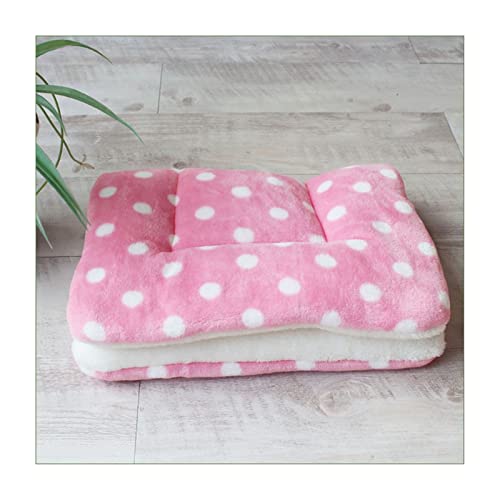 DGOINGPI Hundebett Verdickte Haustier-Katzenbett-Matte Hundebett Weiches Fleece-Pad Decke Kissen Pad Home 6 Größen Katzenbett(Dot Pink,S 32x25cm) von DGOINGPI