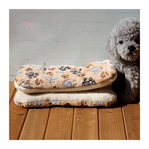 DGOINGPI Hundebett Verdickte Haustier-Katzenbett-Matte Hundebett Weiches Fleece-Pad Decke Kissen Pad Home 6 Größen Katzenbett(Footprint Moccasin,XXXL 90x60cm) von DGOINGPI