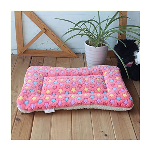 DGOINGPI Hundebett Verdickte Haustier-Katzenbett-Matte Hundebett Weiches Fleece-Pad Decke Kissen Pad Home 6 Größen Katzenbett(Star A Red,L 56x35cm) von DGOINGPI