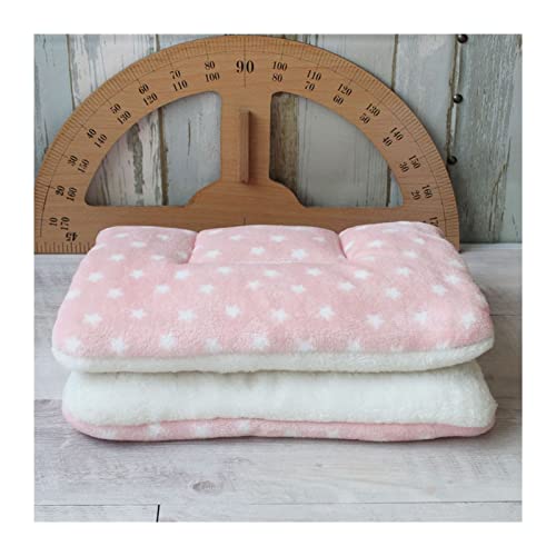 DGOINGPI Hundebett Verdickte Haustier-Katzenbett-Matte Hundebett Weiches Fleece-Pad Decke Kissen Pad Home 6 Größen Katzenbett(Star B Pink,L 56x35cm) von DGOINGPI