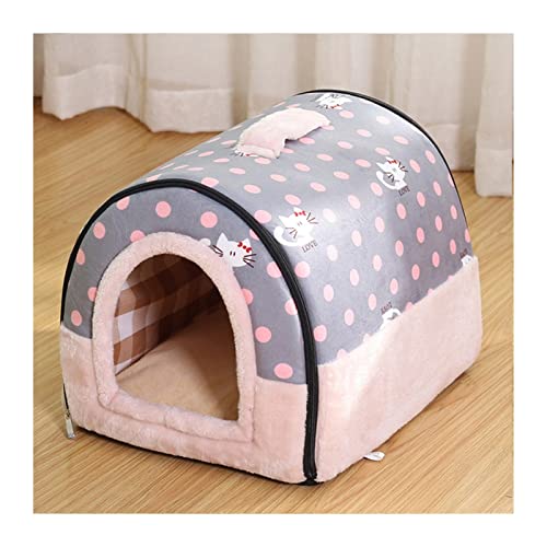 DGOINGPI Hundebett Warme Hundehütte House Lounge für Katzen, mittelgroße kleine Hunde, warm, faltbar, waschbar Katzenbett(B,35X32X28cm) von DGOINGPI