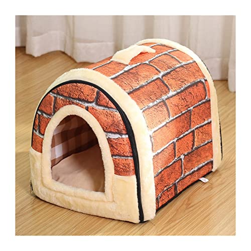 DGOINGPI Hundebett Warme Hundehütte House Lounge für Katzen, mittelgroße kleine Hunde, warm, faltbar, waschbar Katzenbett(J,35X32X28cm) von DGOINGPI