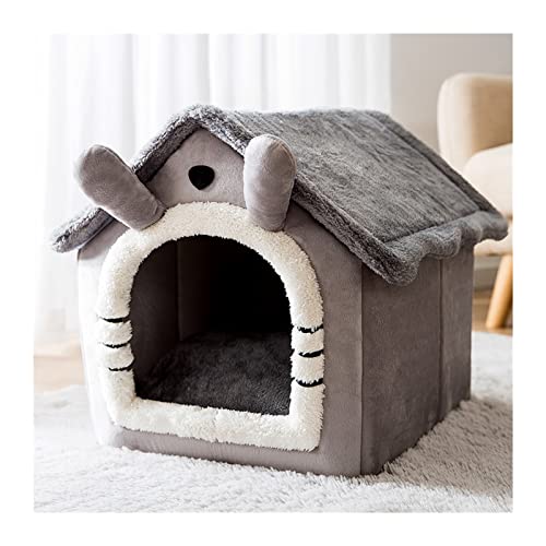 DGOINGPI Hundebett Warmes Plüsch-Haustierbett, waschbares, weiches Katzenkissen, Zwinger für kleine, mittelgroße Hunde und Katzen Katzenbett(Gray,M 44X36CM) von DGOINGPI