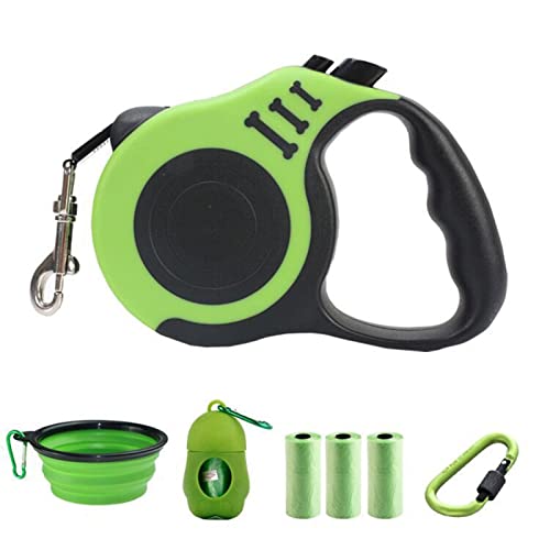 Hundeleine 3M/5M Leine für Hund Automatisch einziehbare Nylon-Katzenleinenverlängerung Welpenlaufen Laufen Schleppleine für Hunde(Green Set,3m) von DGOINGPI