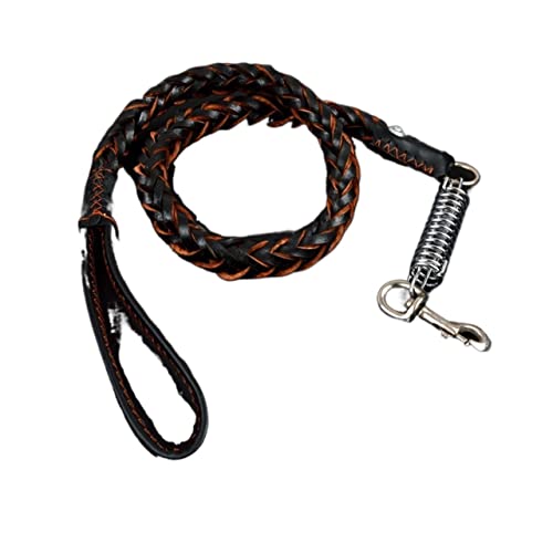 Hundeleine Haustier-Hundehalsband Lederleine für große Hunde Traction Drag Tow Rope Chain Pet Dog Supplies Schleppleine für Hunde(Black Leash,L) von DGOINGPI