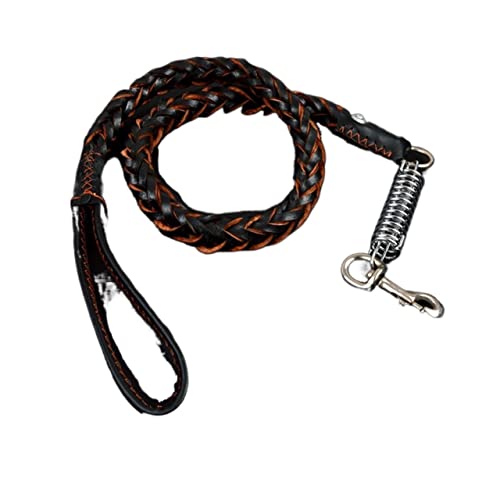 Hundeleine Haustier-Leder-Hundehalsband-Leine für große Hunde Leder-Hundezug-Schleppseil-Kette Schleppleine für Hunde(Black Leash,XL) von DGOINGPI