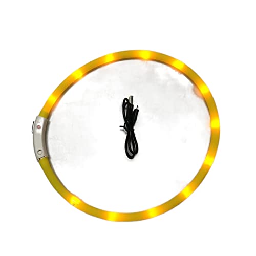 Hundeleine Hundehalsband Sicherheit Haustier Hundehalsbänder Tube Blinkende Nacht Hundeleine Leine Schleppleine für Hunde(Light Strip Yellow,M 50cm 19.7inch) von DGOINGPI