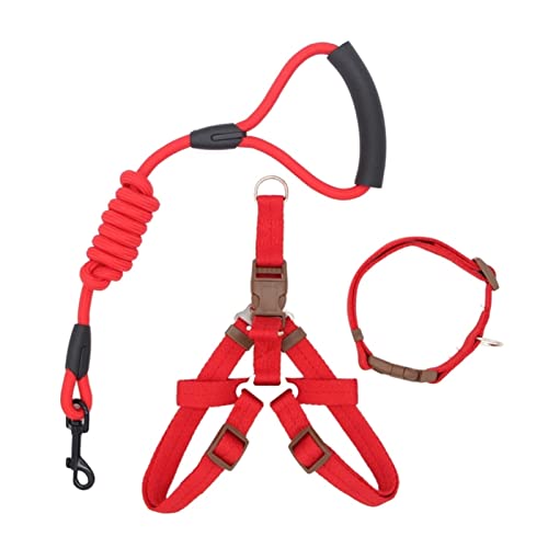 Hundeleine Hundeleine Nylon Haustierleine für Hund & Lauf- oder Trainingshalsband und -Geschirr für Katzen Schleppleine für Hunde(Collar Harness RED,XL 52-75cm) von DGOINGPI