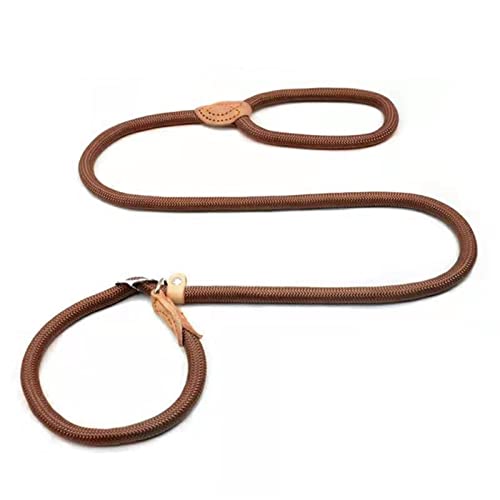 Hundeleine Hundeleine Slip Rope Lead Leash Strapazierfähiges geflochtenes Seil Verstellbares Halsband Trainingsleinen Schleppleine für Hunde(Coffee,0.8x1.5cm) von DGOINGPI