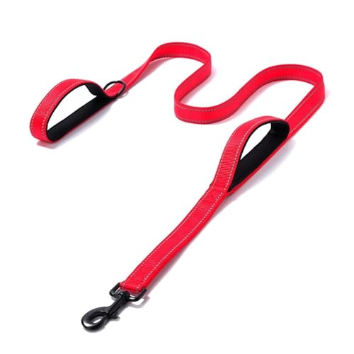 Hundeleine Hundeleine mit doppeltem Griff, reflektierend, gepolsterte Hundeleine, strapazierfähiges Führstrick, Haustierleine Schleppleine für Hunde(Red,2.5cm 180cm) von DGOINGPI