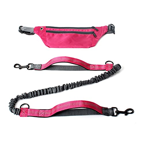 Hundeleine Jogging Training Wandern Retractable Bungee Dog Waist Leash für große Hunde Zubehör Schleppleine für Hunde(Pink Set with Hand) von DGOINGPI