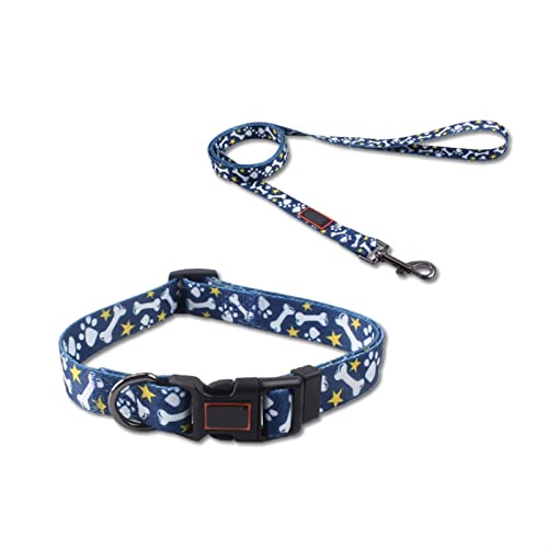 Hundeleine Kleines und mittelgroßes Pitbull Zweiteiliges Hundehalsband und Leine mit Farbverlauf Schleppleine für Hunde(1,S 25-40cm) von DGOINGPI