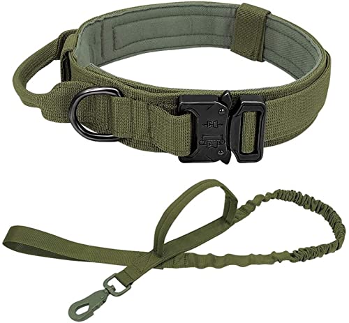 Hundeleine Militärische Taktische Hundehalsbandleine Mittelgroße Hundehalsbandleine für Deutschen Schäferhund Schleppleine für Hunde(Green,XL) von DGOINGPI