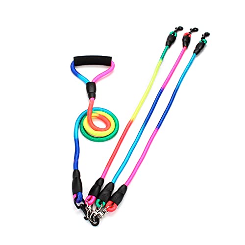 Hundeleine Multi Hundeleine Abnehmbare Haustierleine aus Nylon Schaumstoffgriff 1 Leine für 2 oder 3 oder 4 Hunde Schleppleine für Hunde(Three Dog Leash) von DGOINGPI