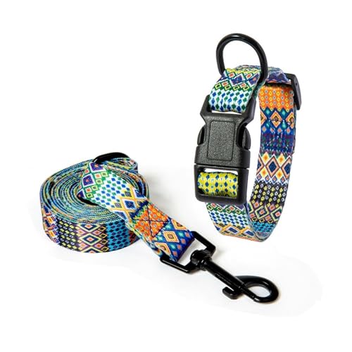 Hundeleine Pet Collar Leine Set Hunde- und Katzenhalsband und verstellbare Leine Schleppleine für Hunde(NO5 Set,26-42CM) von DGOINGPI