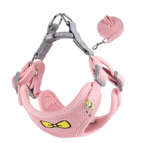 Hundeleine Pet Dog Vest Harness Leine Set Verstellbares Brustgeschirr für kleine mittelgroße Hundebedarf Schleppleine für Hunde(Pink,L) von DGOINGPI