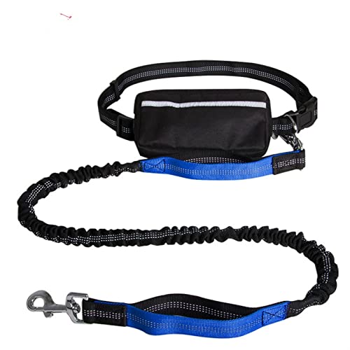 Hundeleine Pet Traction Rope Sports Laufende Hundeleine mit Gürteltasche Set Reflektierende Nachttelefontasche Schleppleine für Hunde(Blue) von DGOINGPI