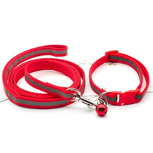 Hundeleine Reflektierende Haustierleine, Kätzchen und Hundehalsband, verstellbares Laufseil-Set, Haustierzubehör Schleppleine für Hunde(Red) von DGOINGPI