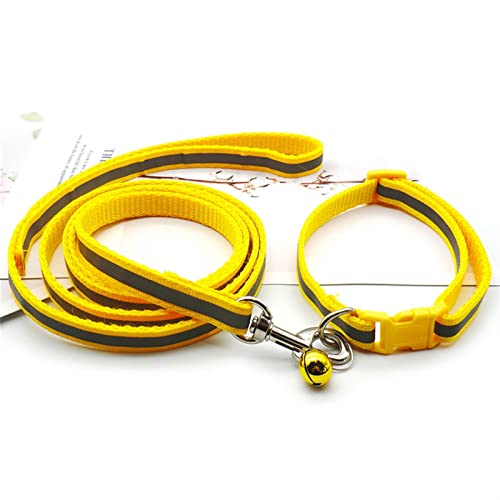 Hundeleine Reflektierende Haustierleine, Kätzchen und Hundehalsband, verstellbares Laufseil-Set, Haustierzubehör Schleppleine für Hunde(Yellow) von DGOINGPI