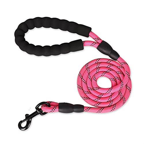 Hundeleine Reflektierende Hundeleine für Haustiere, 1,5 m lang, mit gepolstertem Griff, strapazierfähiges Training Schleppleine für Hunde(Pink,L 150x1.2cm) von DGOINGPI