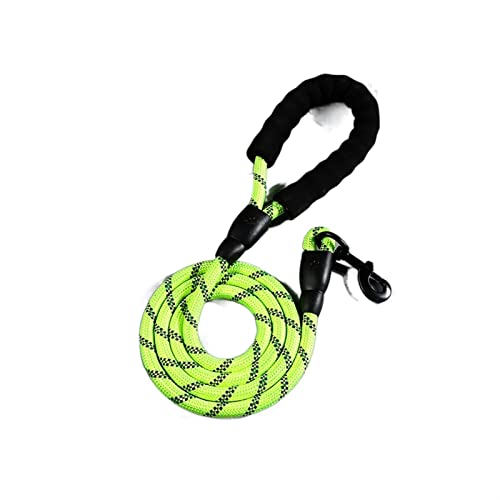 Hundeleine Reflektierende Nylon-Leinen, mittelgroße Welpenhalsbandleinen, Führstrick, Haustiergeschirr Schleppleine für Hunde(Fluorescent Green,1.2Mx1.2CM) von DGOINGPI