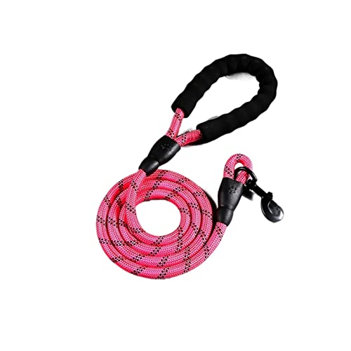 Hundeleine Reflektierende Nylon-Leinen, mittelgroße Welpenhalsbandleinen, Führstrick, Haustiergeschirr Schleppleine für Hunde(Pink,1.5Mx1.0CM) von DGOINGPI