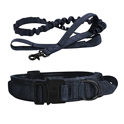 Hundeleine Taktisches Hundehalsband-Leine-Set, verstellbar, militärische Haustier-Halsband-Leine, mittelgroßer Hund Schleppleine für Hunde(Yellow,M) von DGOINGPI