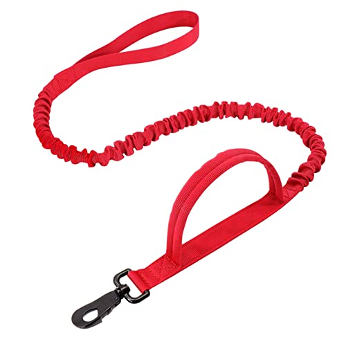 Hundeleine Taktisches Hundehalsband-Leine-Set, verstellbar, militärisches Haustier-Halsband, Bungee-Leine, mittelgroßer Hund Schleppleine für Hunde(Red Leash,L) von DGOINGPI