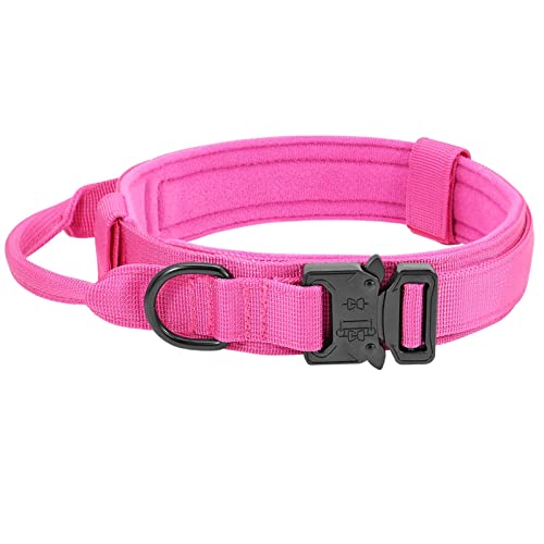 Hundeleine Taktisches Hundehalsband-Leine-Set, verstellbar, militärisches Haustier-Halsband, Bungee-Leine, mittelgroßer Hund Schleppleine für Hunde(Rose,M) von DGOINGPI