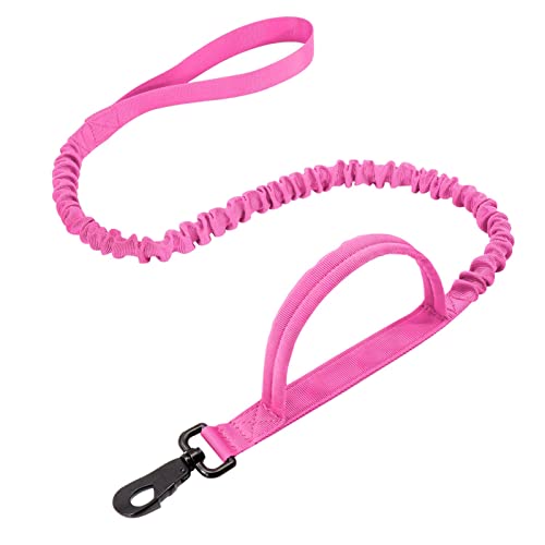 Hundeleine Taktisches Hundehalsband-Leine-Set, verstellbar, militärisches Haustier-Halsband, Bungee-Leine, mittelgroßer Hund Schleppleine für Hunde(Rose Leash,L) von DGOINGPI