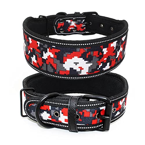 Hundeleine Verstellbares Hundehalsband mit Schnalle für kleine, mittelgroße Hunde, Pitbull-Leine, Hundekette Schleppleine für Hunde(Red Camouflage,S) von DGOINGPI