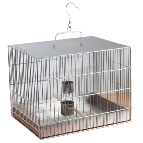 Vogelkäfig Für Vögel Edelstahl-Vogelkäfig, Hängender Vogelkäfig Mit Futterspender, Vogelkäfige, Haus, Vogelträger Für Vögel Vogelkäfig Vogelhaus(27 * 12 * 19cm) von DGSYUAN