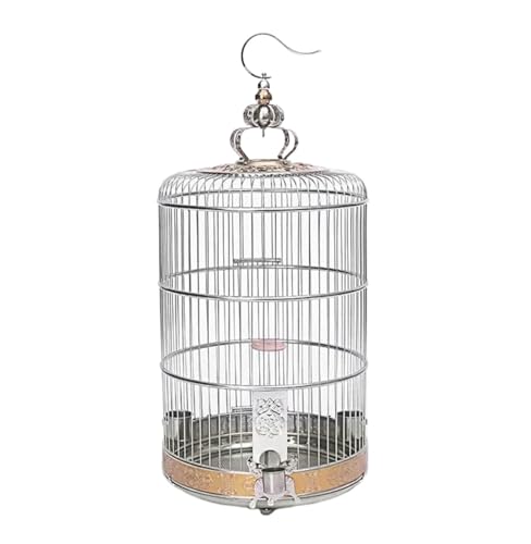 Vogelkäfig Für Vögel Edelstahl Vogelkäfige Metall Runde Vogel Käfig Haus Träger Kreative Retro Vogel Träger Für Haus Garten Vogelkäfig Vogelhaus(41.5 * 61.8cm) von DGSYUAN