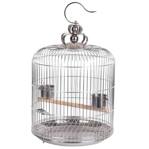 Vogelkäfig Für Vögel Vintage Vogelkäfig Für Aufhängen, Vogelkäfig Mit Futterstation, Runde Vogelkäfige Aus Edelstahl, Haus, Vogelträger Für Vögel Vogelkäfig Vogelhaus(45cm) von DGSYUAN