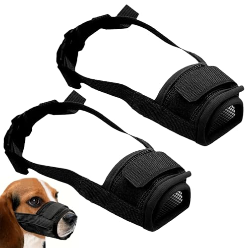 DGUSO 2 Stück Maulkorb Hund Maulkorb Maulkorb Kleine Hunde Leicht und Atmungsaktiv Verstellbares Design, um Bellen Beißen und Kauen zu Verhindern (Schwarz S). von DGUSO