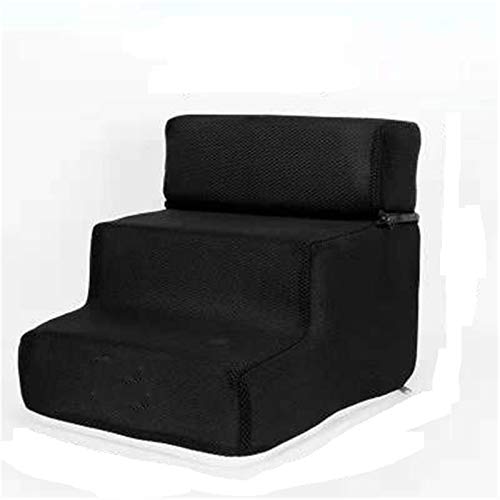 DH-Link Hundetreppe für Bett, 3 Stufen, Sofa, atmungsaktiv, rutschfest, Kletterleiter, Rampe (schwarz) von DH-Link