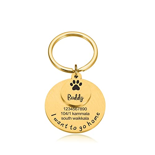 DHDHWL hundemarke Gravur Dog Entkürtete Haustier ICH WÜRDE Tags Benutzerdefinierte Tag Hundezubehör Personalisierte Halskette Gravierte Hundekatze Name Tags Tags Pet Collar Tags Namen (Color : Gold) von DHDHWL