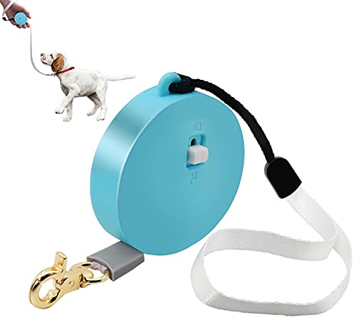 6,5ft Einziehbare Hundeleine Für Kleine Hunde Katzen Bis Zu 11lbs, Anti-Pull Starkes Nylonband, Hände Frei, Tragbare Hundeleine Mit Handschlaufe Für Walking Running ( Farbe : Blue , Größe : Round ) von DHGTEP