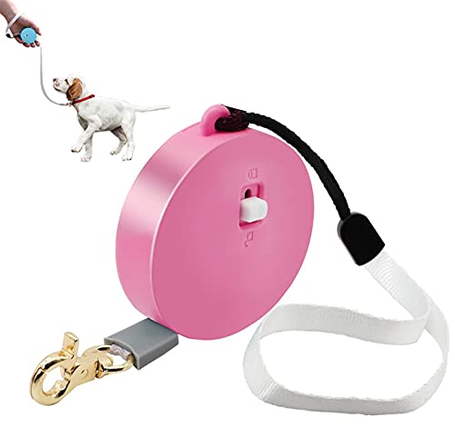 6,5ft Einziehbare Hundeleine Für Kleine Hunde Katzen Bis Zu 11lbs, Anti-Pull Starkes Nylonband, Hände Frei, Tragbare Hundeleine Mit Handschlaufe Für Walking Running ( Farbe : Pink , Größe : Round ) von DHGTEP