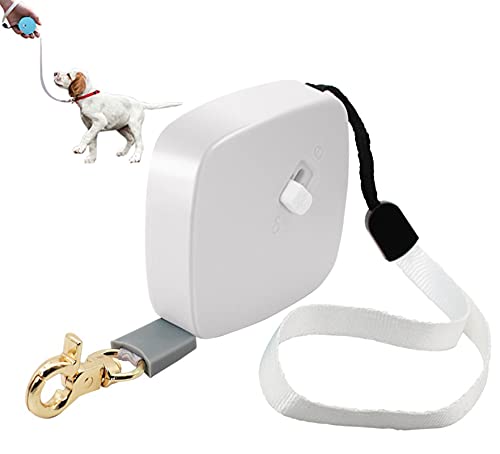 6,5ft Einziehbare Hundeleine Für Kleine Hunde Katzen Bis Zu 11lbs, Anti-Pull Starkes Nylonband, Hände Frei, Tragbare Hundeleine Mit Handschlaufe Für Walking Running ( Farbe : Weiß , Größe : Square ) von DHGTEP