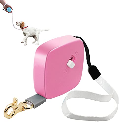 6,5ft Einziehbare Hundeleine Für Kleine Hunde Katzen Bis Zu 11lbs, Anti-Pull Starkes Nylonband, Hände Frei, Tragbare Hundeleine Mit Handschlaufe Für Walking Running (Farbe : Pink, Größe : Square) von DHGTEP