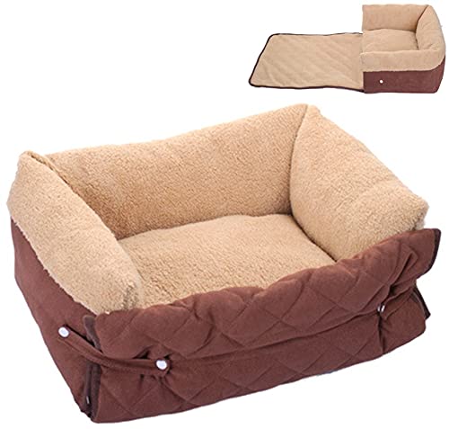 DHGTEP 2 In 1 Katze Hundebett, Faltbare Hundesofa Kissen für Sofa und Stühle, Multifunktion Hund Katze Liege und Autositz Abdeckung für Kleine Medium Haustier (Color : Brown, Size : L) von DHGTEP