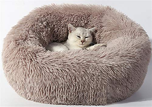 DHGTEP 50cm-120cm Rundes Wolke Plüsch Hundebett Für Grosse Kleine Mittlere Katzen Hunde, Katzenkorb Beruhigender Zum Schlafen Hundekörbchen, Wasserdicht Anti-Rutsch Katzenbett Waschbar von DHGTEP