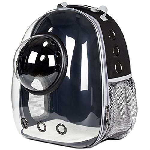 DHGTEP Astronautenfenster Luftblase Tragetasche Atmungsaktive Raumkapsel Transparente Katzentragetasche Hund Katzenrucksack (Farbe : Black with Cover, Größe : L33xW28xH44cm) von DHGTEP