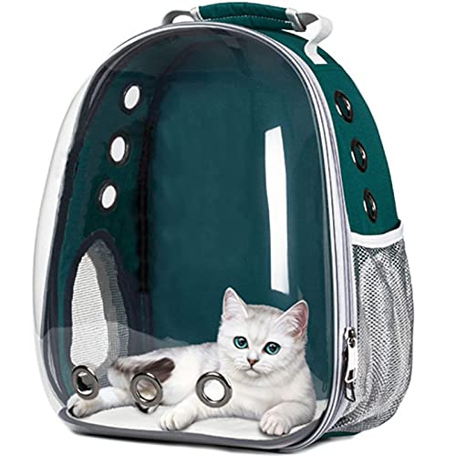 DHGTEP Astronautenfenster Luftblase Tragetasche Atmungsaktive Raumkapsel Transparente Katzentragetasche Hund Katzenrucksack (Farbe : Green, Größe : L33xW28xH44cm) von DHGTEP