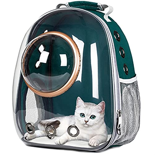 DHGTEP Astronautenfenster Luftblase Tragetasche Atmungsaktive Raumkapsel Transparente Katzentragetasche Hund Katzenrucksack (Farbe : Green Gold Cover, Größe : L33xW28xH44cm) von DHGTEP