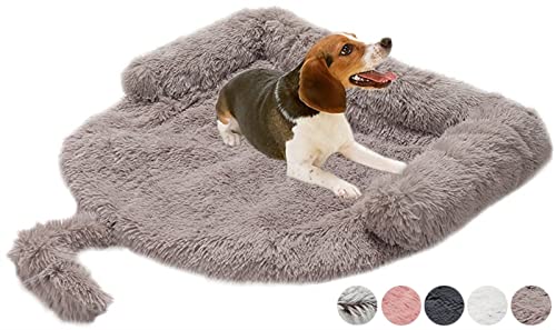 DHGTEP Beruhigende Hundebett für Sofa, Plüsch Hundebett Wasserdicht für Stühle, Couch, Autositz Decke Protector Cover Travel Cushion für Kleine Mittlere Große Hunde (Farbe : Square Brown, Größe : L) von DHGTEP